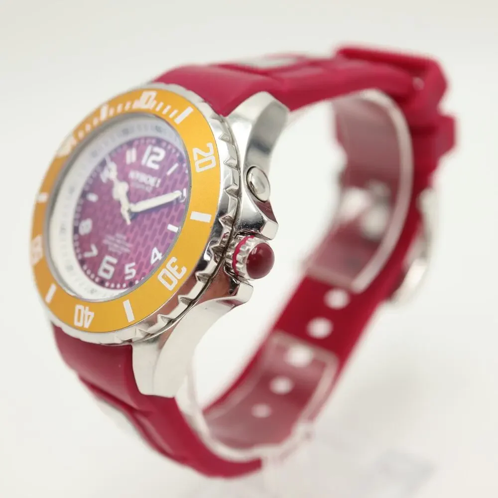 KYBOE! Pink Giant 40mm Yellow Gold Bezel Watch Silicone Strap w New Battery